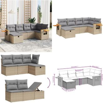 vidaXL Set Divano da Giardino 6 pz con Cuscini Beige Misto Polyrattan - Seduta da esterno - Cuscini per divano