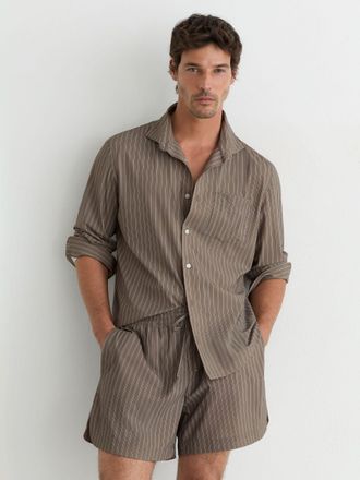Reiss Taupe Brown Stripe Drawstring Shorts, Xxl
