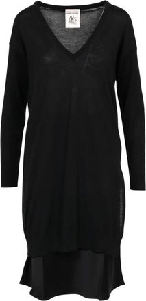 Semicouture Zwart Wol V-Hals Jurk Itali&euml; - Dames - Kleedjes - Zwart - XS - Wol - Kleedjes