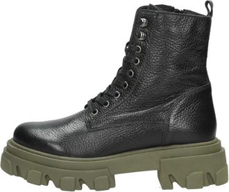 Poelman Veterschoenen Hoog - Dames - Veterlaarzen - Zwart - 39 EU - Schoenen