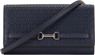 Michael Kors Ginny Medium Perforated Leather Crossbody Bag - Dames - Schoudertassen - Blauw - ONE Size - Leer - Tassen