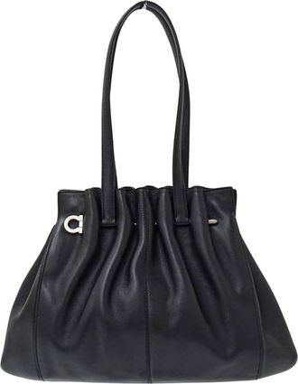 Ferragamo Black Leather Handbag Tote Bag (Pre-Owned)
