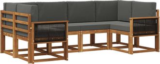 vidaXL Conjunto De Sof&aacute;s De Exterior 6 Uds. Natural Y Antracita Vidaxl