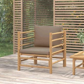 vidaXL Divano da Giardino con Cuscini Tortora in Bamb&ugrave; - Vidaxl