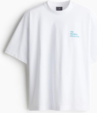 H&M Bedrucktes T-Shirt in Oversized Fit - Weiss/The Palmera Collective