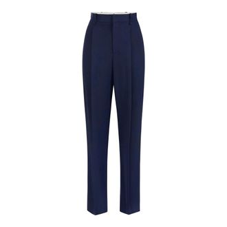 Elisabetta Franchi Lange gabardine broeken - Dames - Broeken - Blauw - Maat: 2XL Gabardine