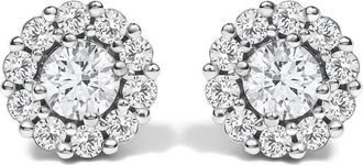 House of Brilliance 10K White Gold 1 1/2 Cttw Lab Grown Diamond Halo Stud Earrings