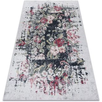 RugsX Rugsx - Alfombra Lavable Andre 1816d Flores Vintage Antideslizante - Blanco / Rojo Multicolour 160x220 Cm
