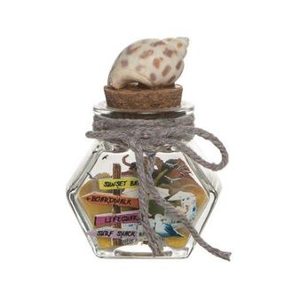 Beachcombers Glass Bottle With Printed Signs Sand & Toys in White at Nordstrom, Size Medium