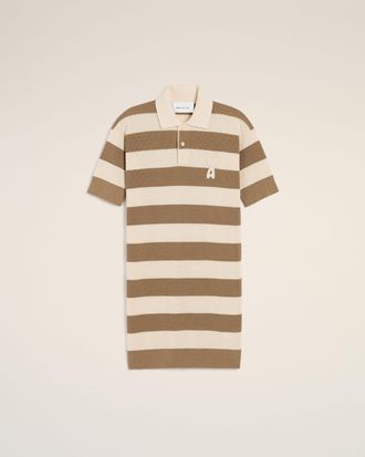 Ami White And Brown Cotton Polo Dress Ami De Coeur Patch Multicolor - XXS - for Women