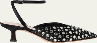 Loeffler Randall Rio Embellished Satin Kitten-Heel Pumps