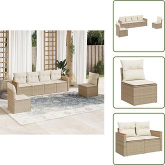 vidaXL The Living Store Set Divano da Giardino 6 pz con Cuscini Beige in Polyrattan - Sedute da esterno