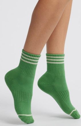 Le Bon Shoppe Girlfriend Stripe Cotton Blend Quarter Socks in Avocado at Nordstrom