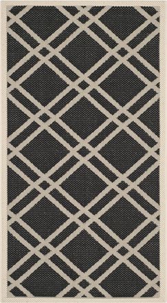 Safavieh Alfombra enrejado de polipropileno negro/beige, 122 x 170 cm