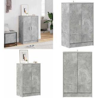 vidaXL Scarpiera Grigio Cemento 60x35x92 cm in Truciolato - Scarpiera grigio cemento - Scarpiera con ante