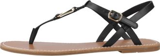 Tommy Hilfiger Leather Thong Sandal - Dames - Sandalen - Zwart - 39 EU - Leer - Schoenen
