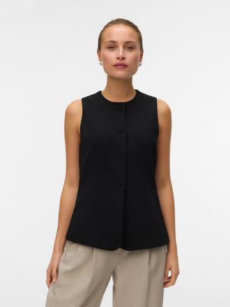 Vero Moda Anzugweste VERO MODA VMBERLIN SL WAISTCOAT NOOS, Damen, Gr. XS, schwarz, Web, Obermaterial: 95% Polyester, 5% Elasthan, unifarben, normal, Westen Anzu