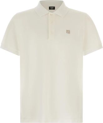Fendi FF Metallic Logo Polo - Heren - Polos - Wit - XL - Katoen - Tops