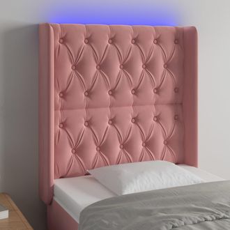 vidaXL Cabecero Con Led De Terciopelo Rosa 83x16x118/128 Cm Vidaxl