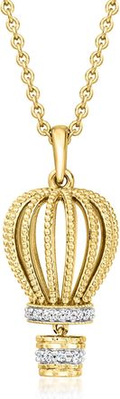 Ross-Simons Diamond Hot Air Balloon Pendant Necklace in 18kt Gold Over Sterling