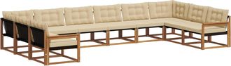 vidaXL Conjunto De Sof&aacute;s De Exterior 10 Uds. Natural Y Beige Vidaxl