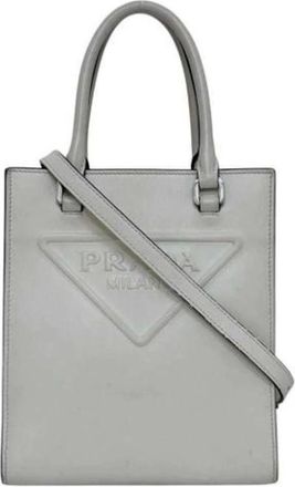 Prada Pre-owned Tote Bags, female, Gray, Size: ONE SIZE Pre-owned Leather Tote Bag
