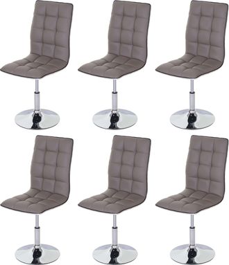 Hhg Hhg - Nunca Usado] Juego De 6 Sillas De Comedor 834, Silla De Cocina, Regulable En Altura, Giratoria, Piel Sint&eacute;tica Con Certificaci&oacute;n Mvg, Gris Topo