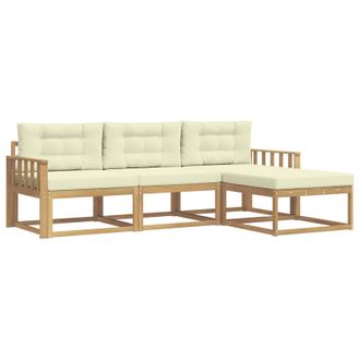vidaXL Conjunto De Sof&aacute;s De Exterior 4 Pcs Blanco Y Crema Poli&eacute;ster Vidaxl