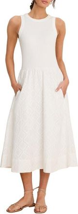Nic+Zoe Sofia Diamond Eyelet Midi Dress in Paper White at Nordstrom, Size Xx-Large