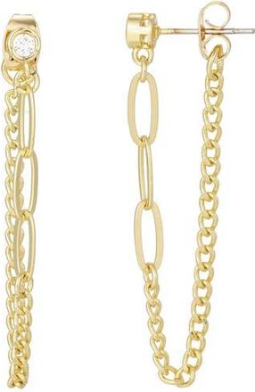 Adornia Cubic Zirconia Paper Clip Drop Front/Back Earrings in Gold at Nordstrom Rack