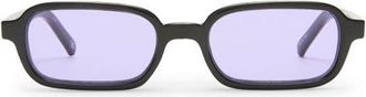 Le Specs Pilferer 53mm Rectangular Sunglasses in Black/lilac Tint at Nordstrom