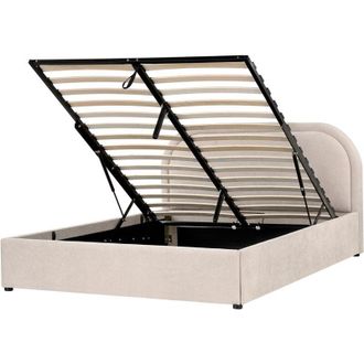 Beliani Ottoman Bed Fabric QUILLIEN 140 x 200 cm (EU Double) Beige