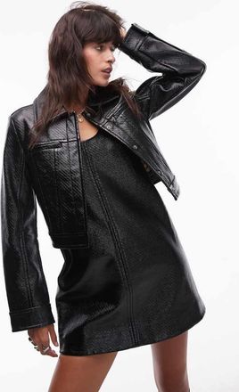 & Other Stories Giacca nera verniciata con fodera pied de poule in coordinato-Nero