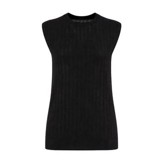 Kiton Sleeveless Tops, female, Black, Size: L Elegante Top Smanicato