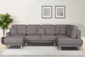 HOME AFFAIRE Wohnlandschaft »TRIPLO U-Form wahlweise mit Schlaffunktion, B/T/H: 310/192/90 cm« Schlafsofa, auch mit Bettkasten, Steppung im Rückenkissen