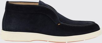 Santoni Polacchine in pelle di vitello scamosciata con inserti elasticizzati laterali