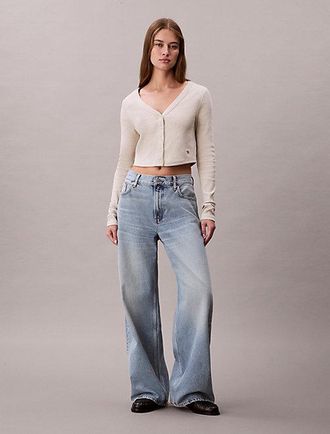 Calvin Klein C&aacute;rdigan cropped de algod&oacute;n de canal&eacute;