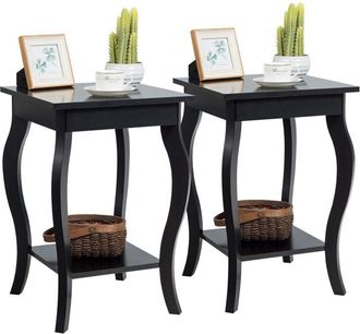 Costway Costway - Set of 2 End Table Living Room Accent Table Sofa Side Table-Black