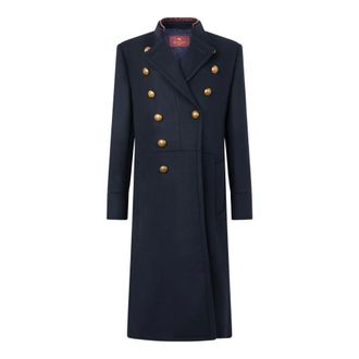 Etro Double-breasted mantel van wolmix - Dames - Mantels - Blauw - Maat: S Wol
