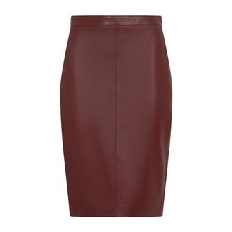 Saint Laurent Leather Skirts, female, Red, S, Cassandre Pencil Skirt