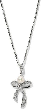 Nadri Eros Bow Cubic Zirconia Pendant Necklace in Rhodium at Nordstrom