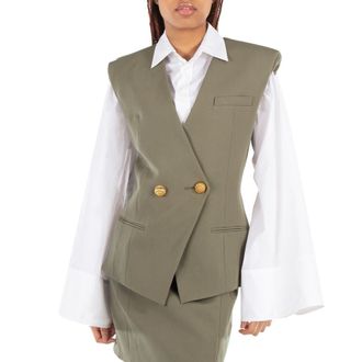 Balmain Grain-Effect Buttoned Vest, Brand Size 34 (US Size 2)