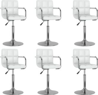 vidaXL Sillas De Comedor Giratorias 6 Unidades Cuero Sint&eacute;tico Blanco Vidaxl