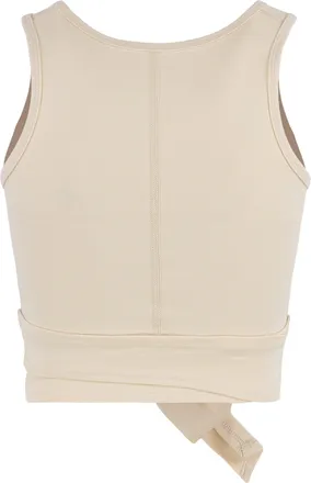 Live The Process Womens Cropped Sleeveless Top With Knot Detail Panna Polyamide Tops