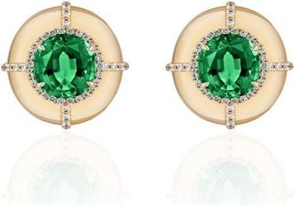 Goshwara Round Medallion Stud Earrings in Green at Nordstrom