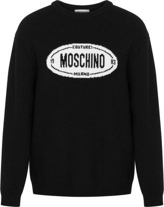 Moschino logo-intarsia virgin-wool jumper - men - Virgin Wool - 48 - Black