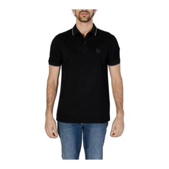 HUGO BOSS Hugo, Polo Shirts, male, Black, Size: 2XL Black Short Sleeve Polo Shirt