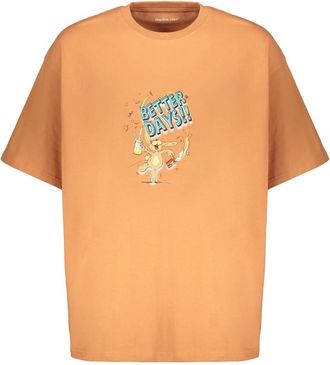 Martine Rose Oranje casual T-shirt met gestileerde graphics - Heren - T-shirts - Oranje - L - Leer - Tops