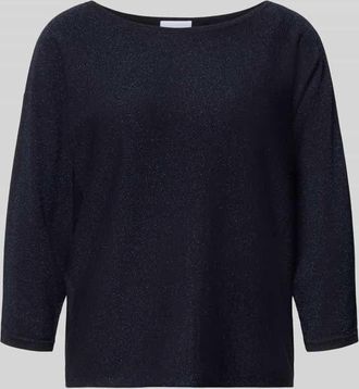 Comma Pullover aus Effektgarn mit 3/4-Arm in Marine, Gr&ouml;&szlig;e 34