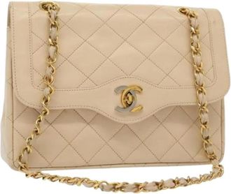 Chanel Pre-owned Leather chanel-bags - Dames - Vintage Schoudertas - Beige - ONE Size - Vintage